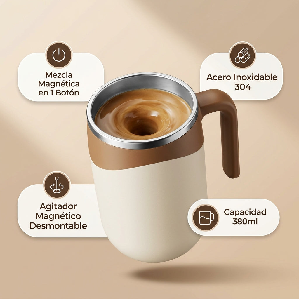 Taza Mezcladora Magnética — Mezcla Perfecta en 1 Toque